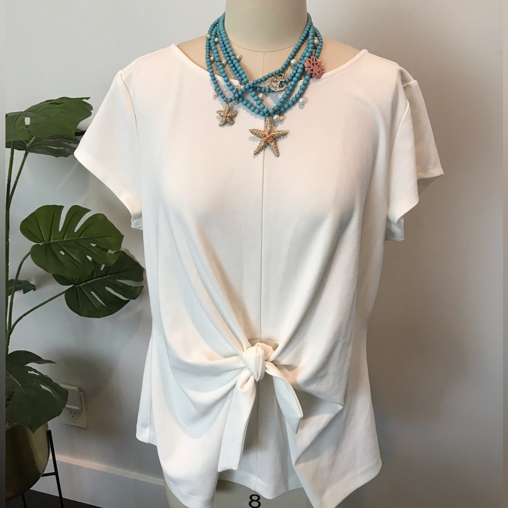 Ann Taylor front tie cream color top